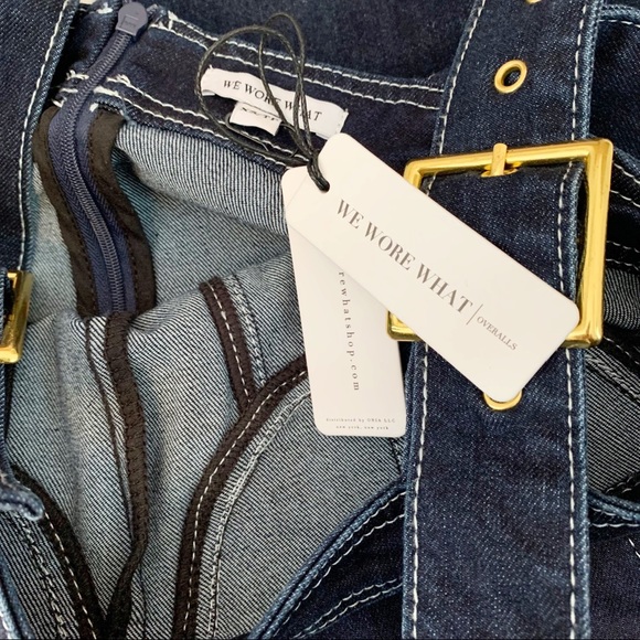 New WeWoreWhat x Revolve Corset Denim Overalls NWT XS - Picture 9 of 9